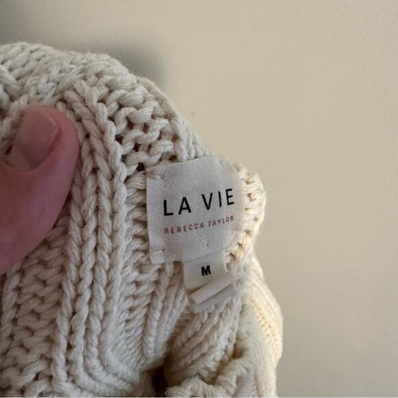 Rebecca Taylor La Vie Cream White Cable Cropped Sweater XS - Picture 9 of 10